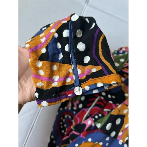 FARM RIO Women’s Maxi Dress, Under The Sea Plunging V-neck Long Sleeve Medium - Picture 4 of 8